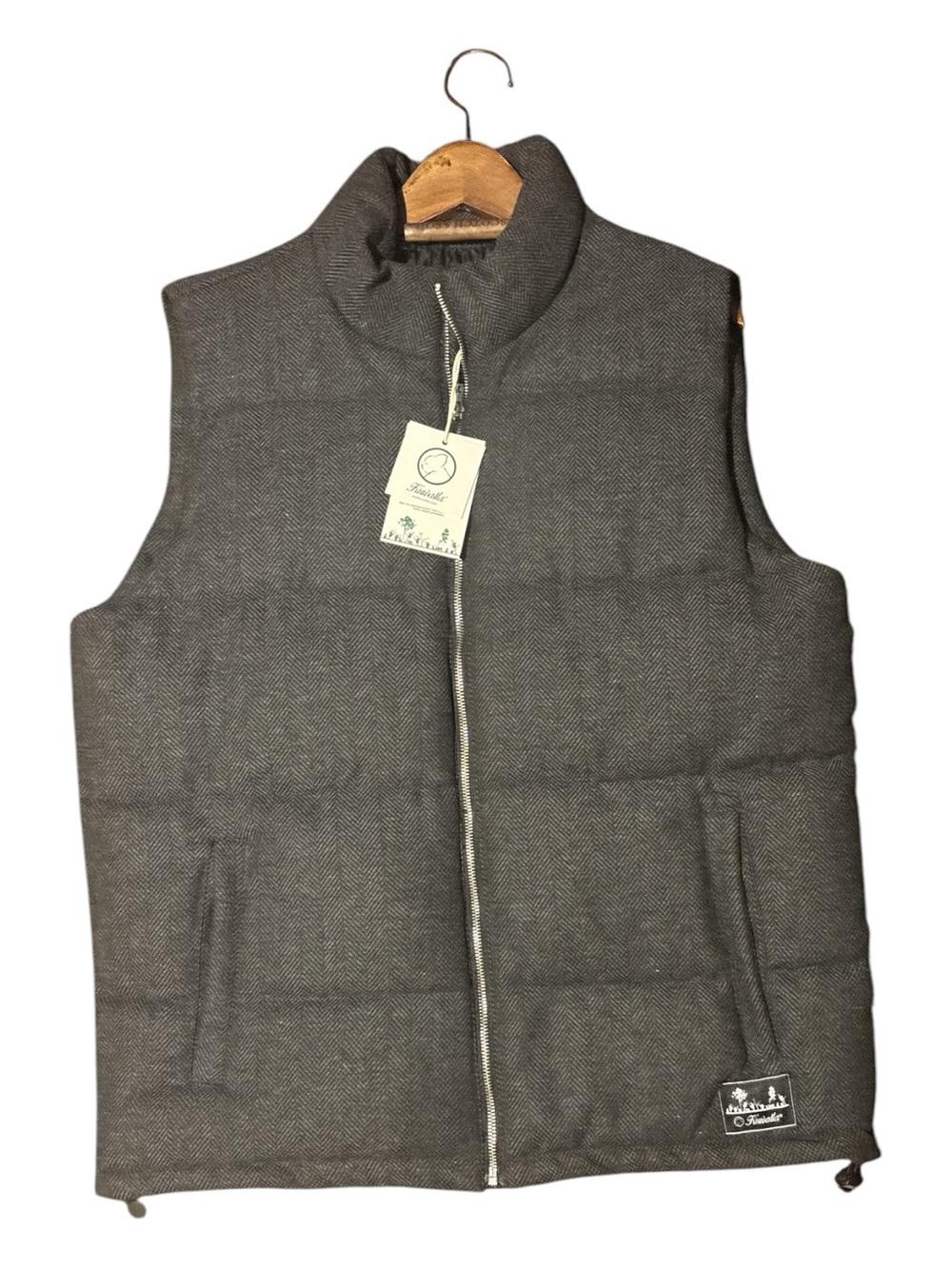 Men's Quilted Herringbone Puffer Vest - Gray